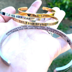 Cuff Bracelets With Uplifting Messages - Bee The Light