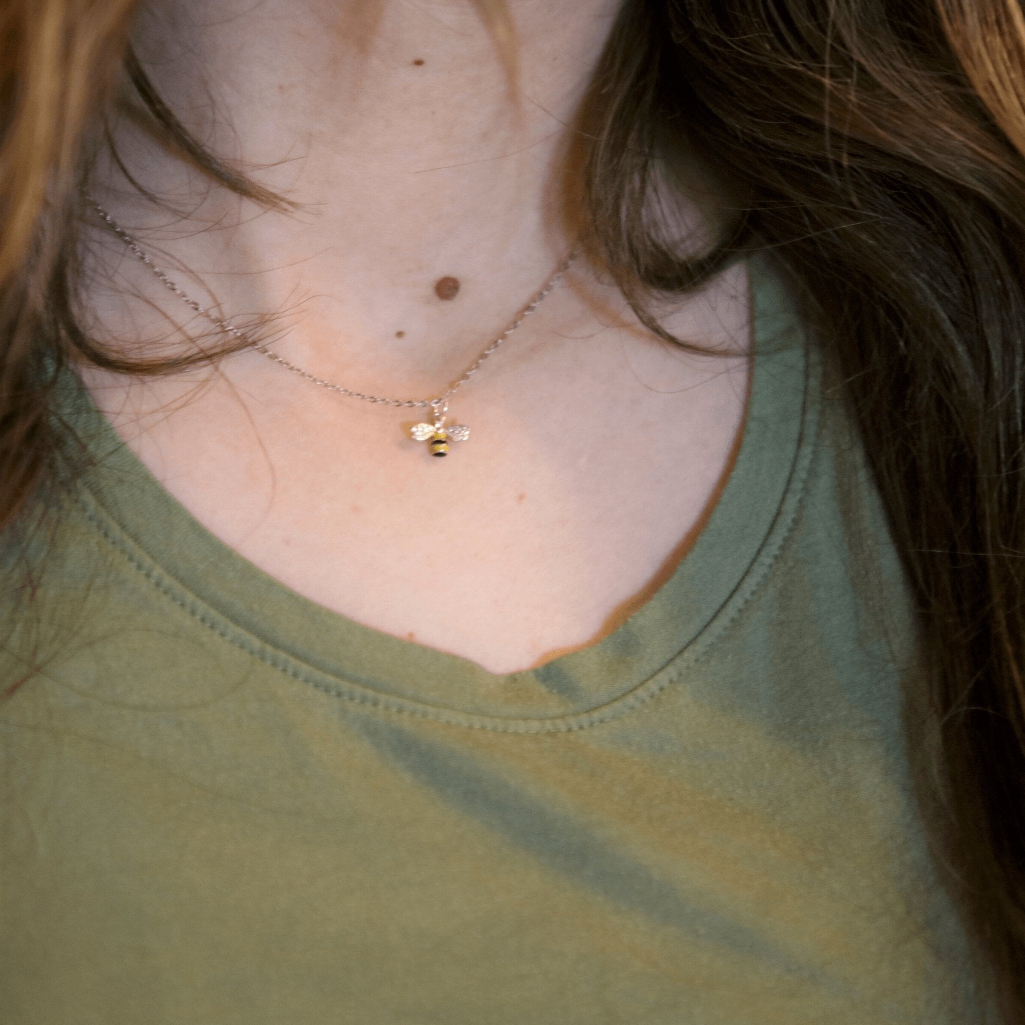 18” Bee Necklace & Earring Set - 925 Sterling Silver - Bee The Light