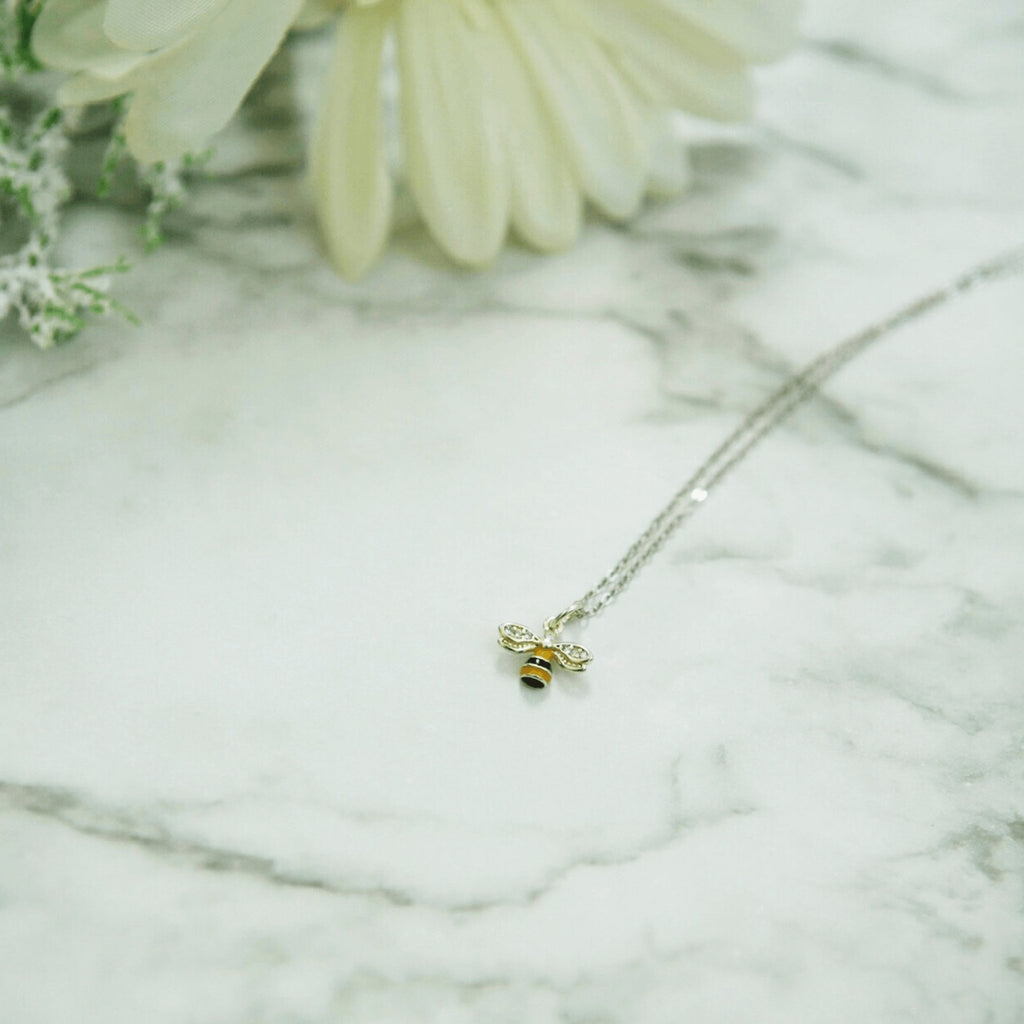 18” Bee Necklace & Earring Set - 925 Sterling Silver - Bee The Light