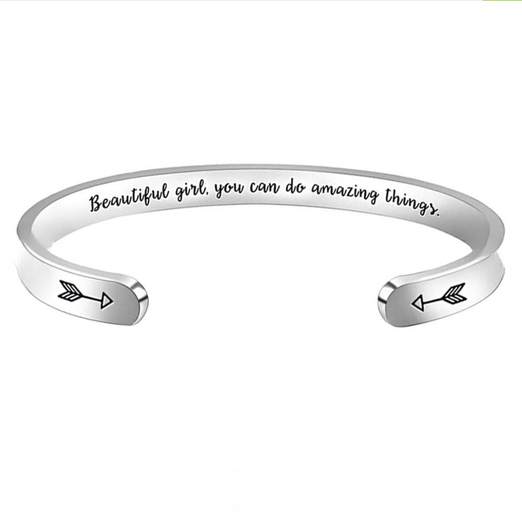 “Beautiful Girl, You Can Do Amazing Things” Cuff Bracelet - Bee The Light