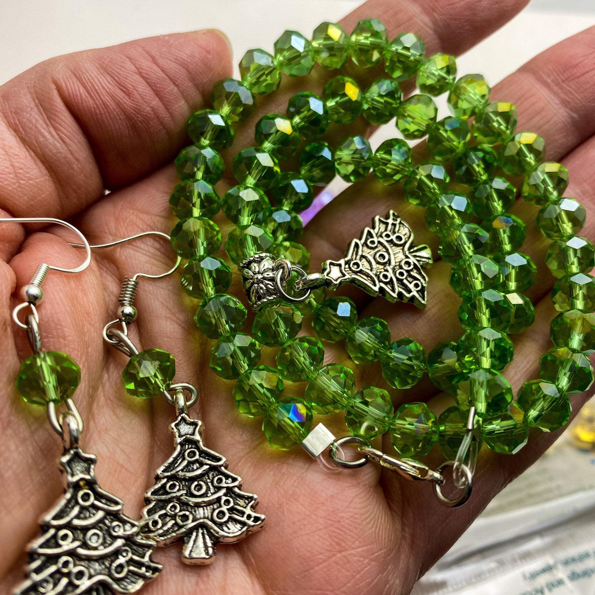 Christmas Tree Necklace & Earring Set - Bee The Light