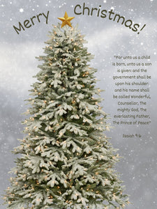 Free Missionary Christmas Tree Poster Printable with ornaments - Bee The Light