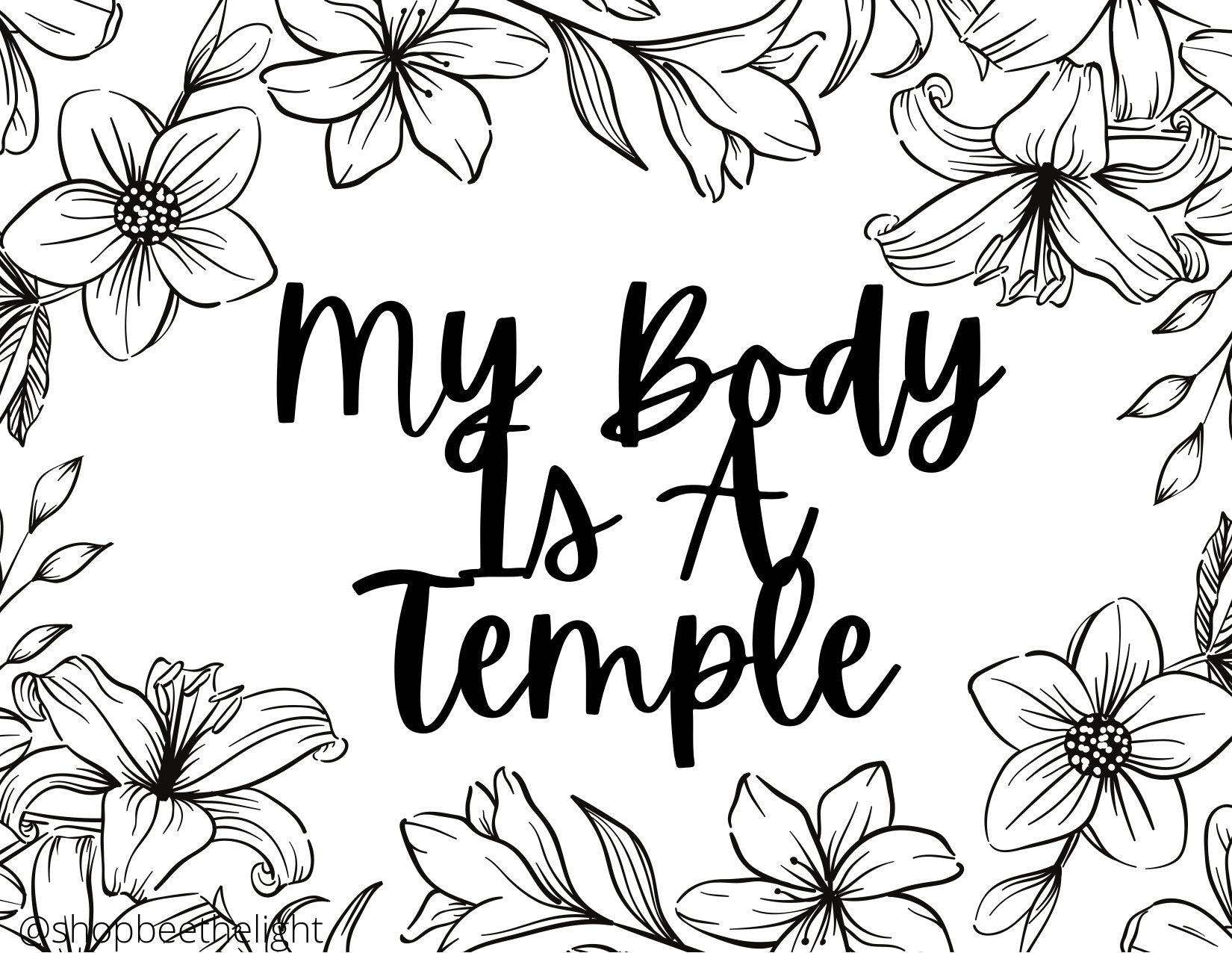 My Body is a Temple Printables - Bee The Light