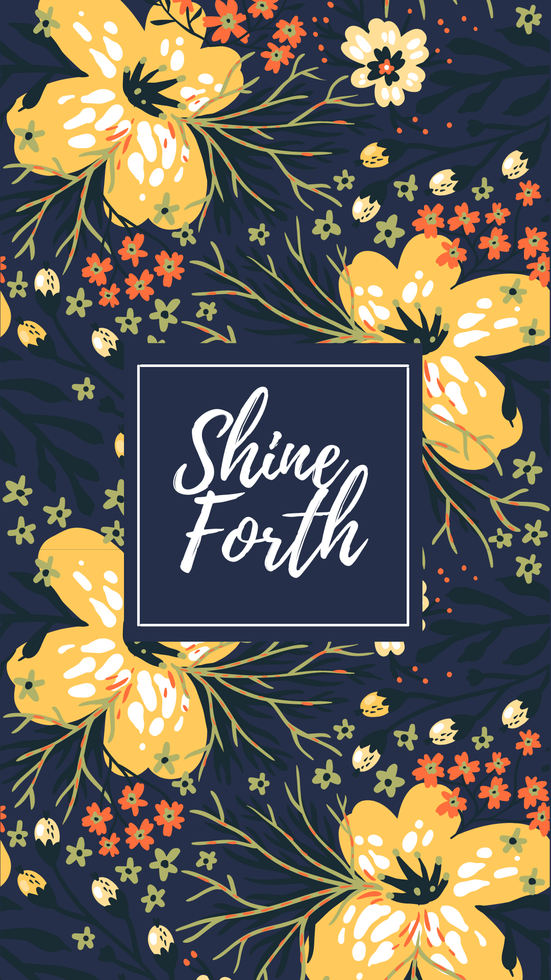 Shine Forth Phone Wallpapers Bee The Light Dark Blue & Yellow Flowers 
