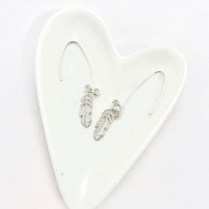 Sterling Silver Feather V Shaped Post Earrings - Bee The Light