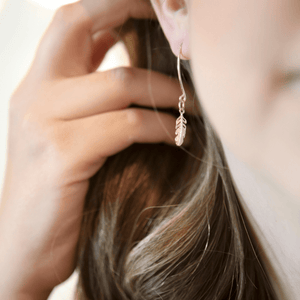 Sterling Silver Feather V Shaped Post Earrings jewelry Bee The Light 